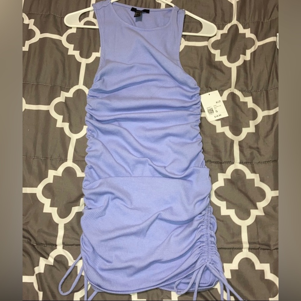Lavender Knit Dress with Ruched Sides